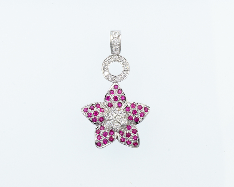 Ruby and diamond pendant - Click Image to Close