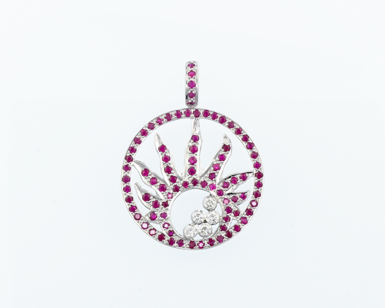 Ruby and diamond pendant - Click Image to Close