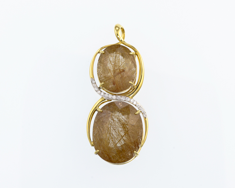 Rutile quartz and diamond pendant - Click Image to Close