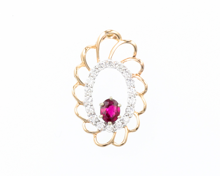 Ruby and diamond pendant - Click Image to Close