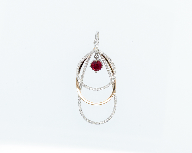 Ruby and diamond pendant - Click Image to Close