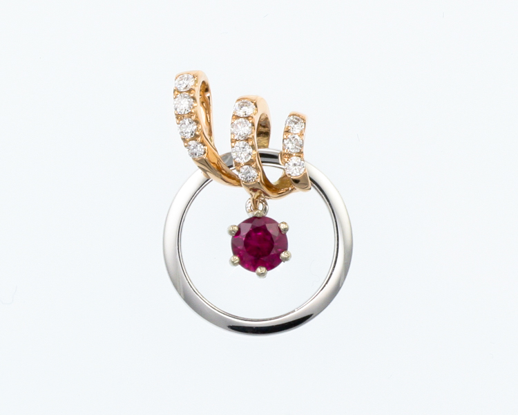 Ruby and diamond pendant - Click Image to Close