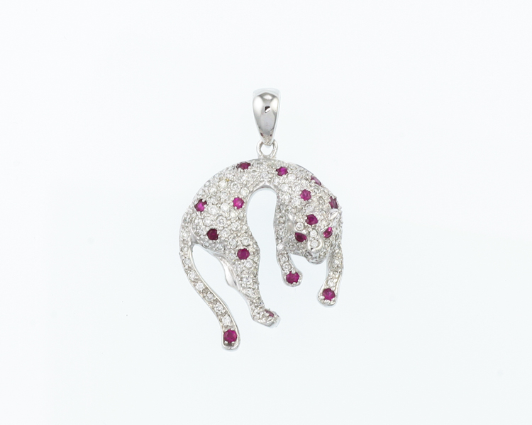 Ruby and diamond pendant - Click Image to Close