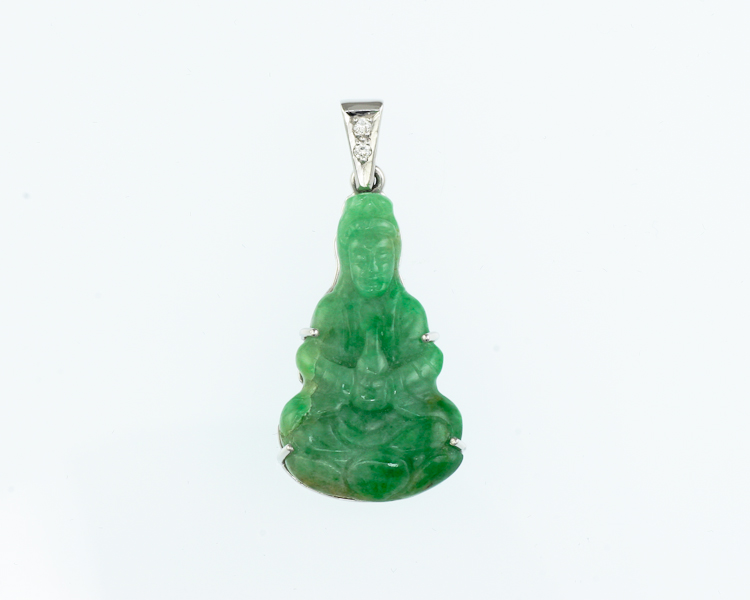 Jadeite (type-A) and diamond pendant - Click Image to Close