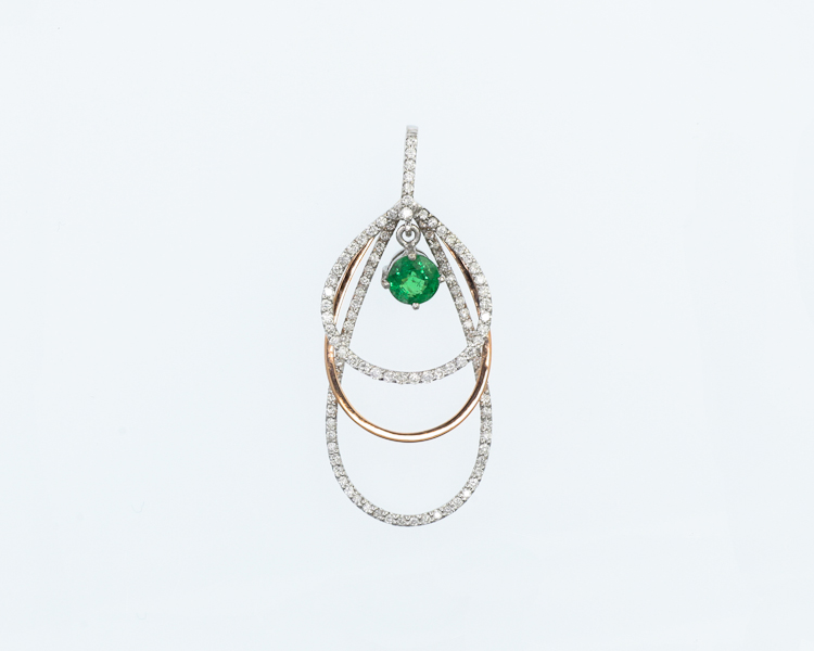 Tsavorite garnet and diamond pendant - Click Image to Close