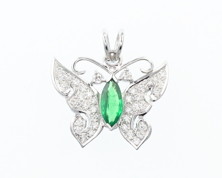 Tsavorite garnet and diamond pendant - Click Image to Close