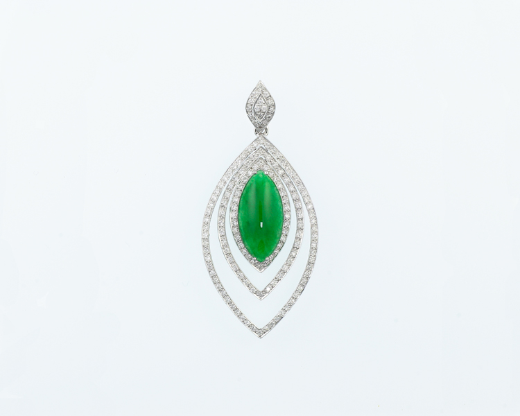 Jadeite (type-A) and diamond pendant - Click Image to Close