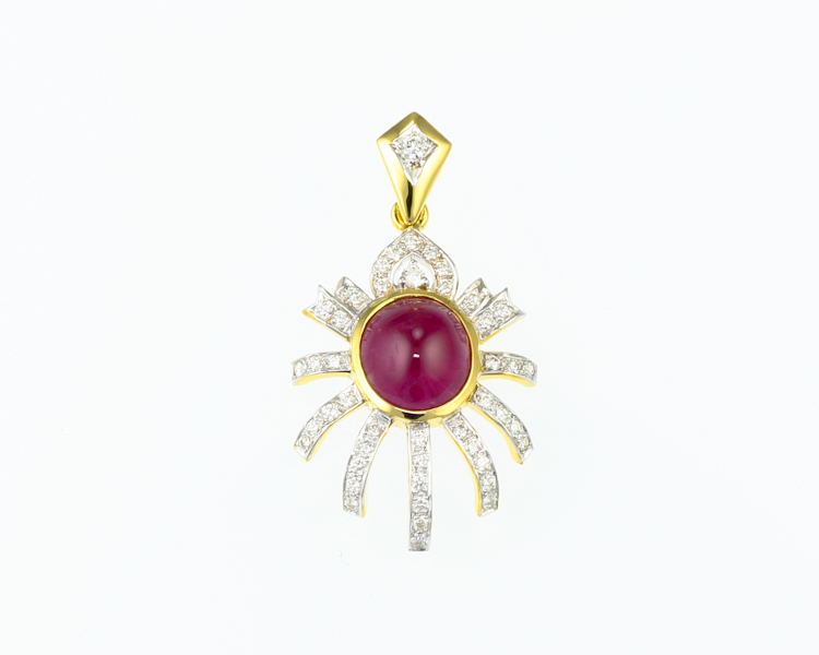 Ruby and diamond pendant - Click Image to Close