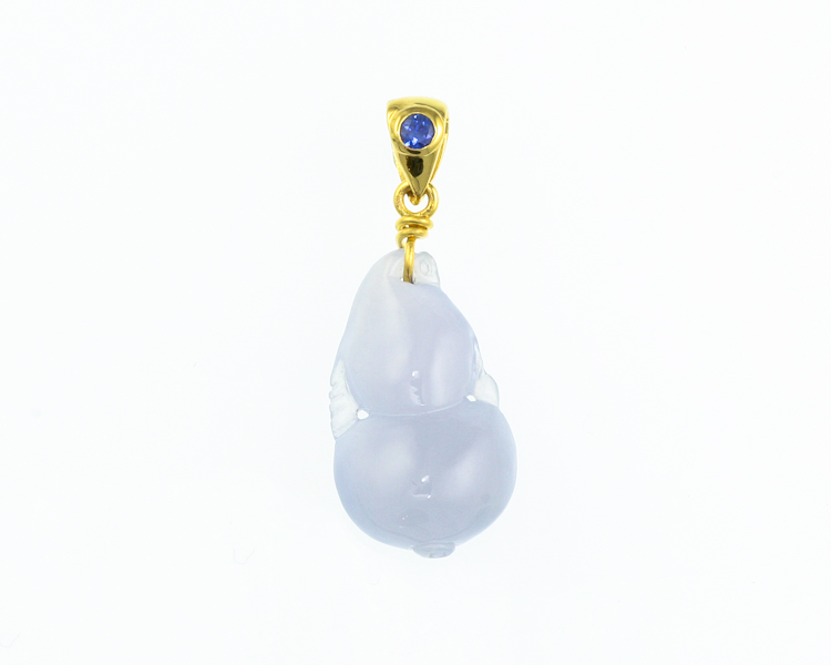 Jadeite (type-A) carving and blue sapphire pendant - Click Image to Close