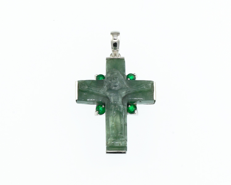 Jadeite (type-A) carving and garnet pendant - Click Image to Close