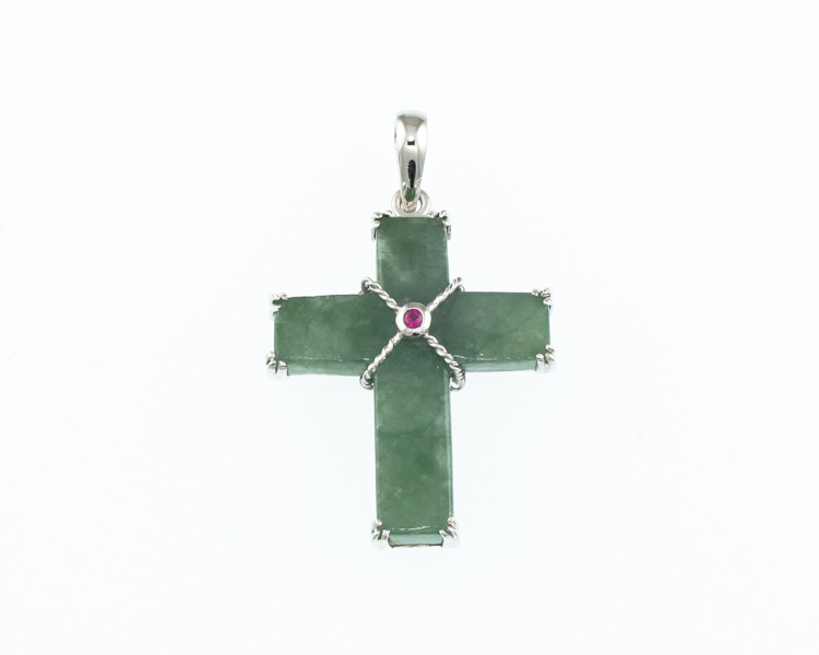 Jadeite (type-A) carving and ruby pendant - Click Image to Close