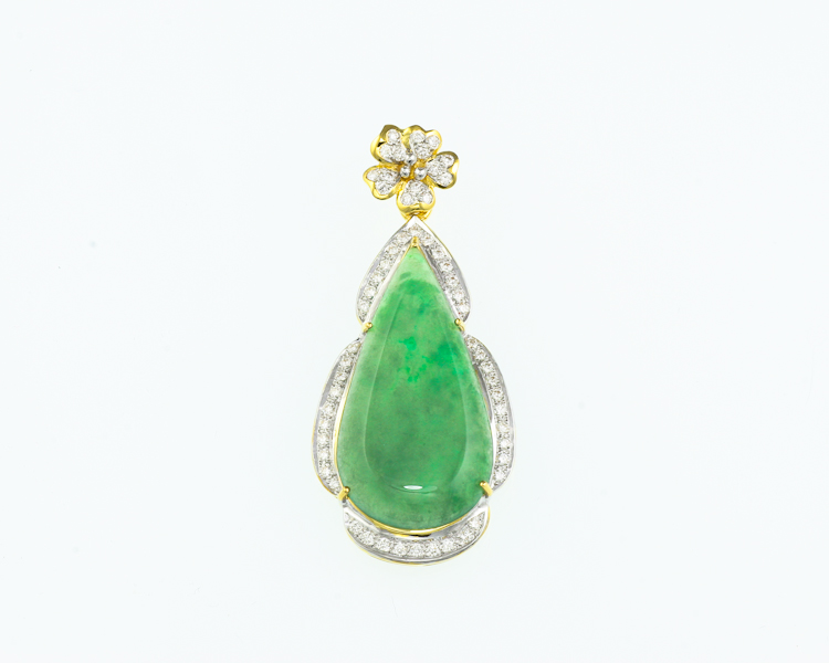 Jadeite (type-A) and diamond pendant - Click Image to Close