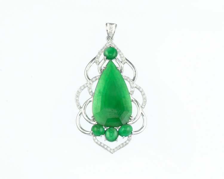 Jadeite (type-A) and diamond pendant - Click Image to Close