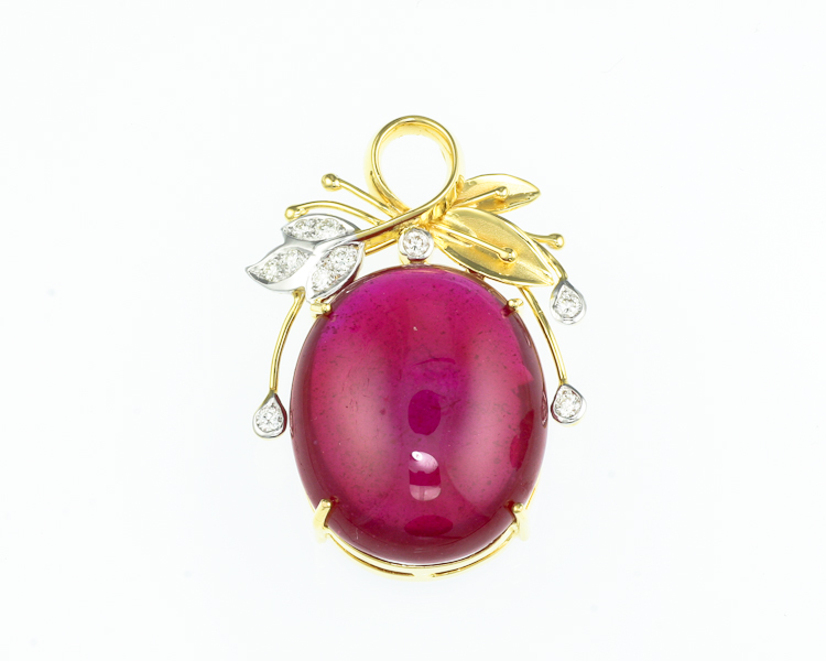 Ruby and diamond pendant - Click Image to Close