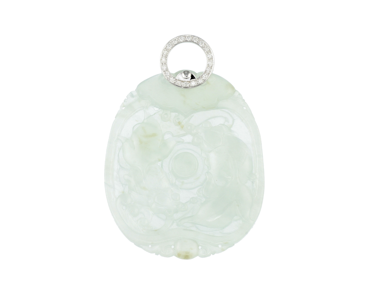 Jadeite (type-A) and diamond pendant - Click Image to Close