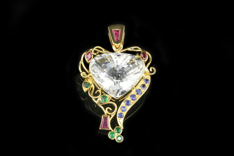 Topaz, ruby, garnet and blue sapphire pendant - Click Image to Close