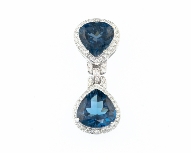 Topaz and diamond pendant - Click Image to Close