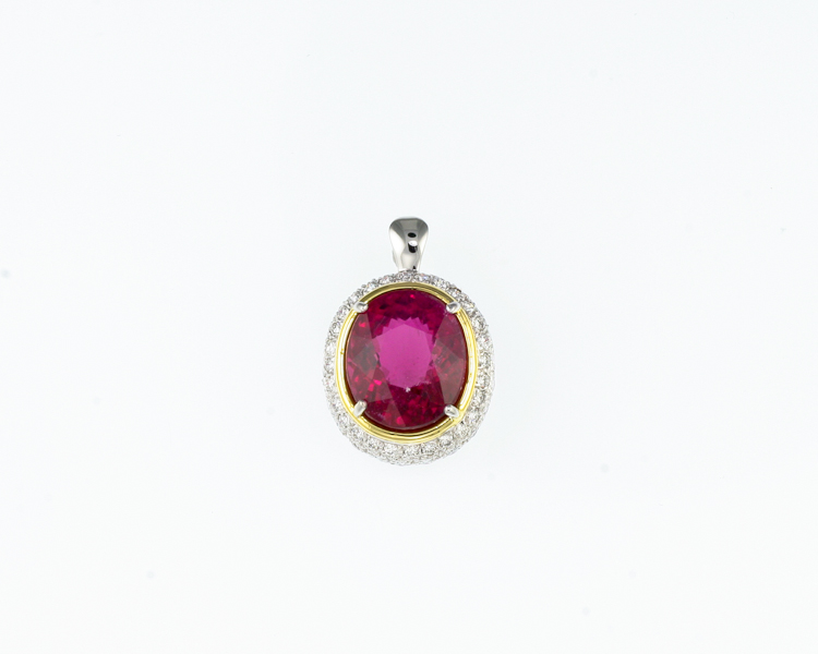 Rubellite and diamond pendant - Click Image to Close