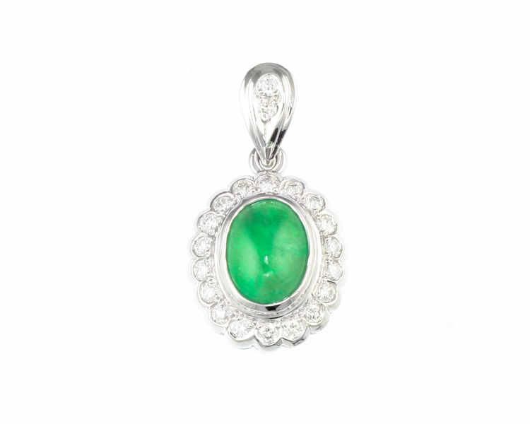 Jadeite (type-A) and diamond pendant - Click Image to Close