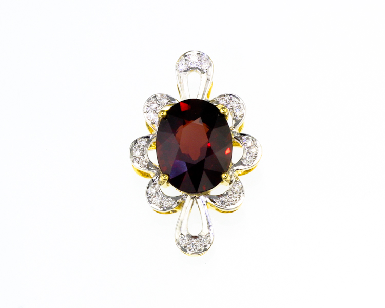 Garnet and diamond pendant - Click Image to Close