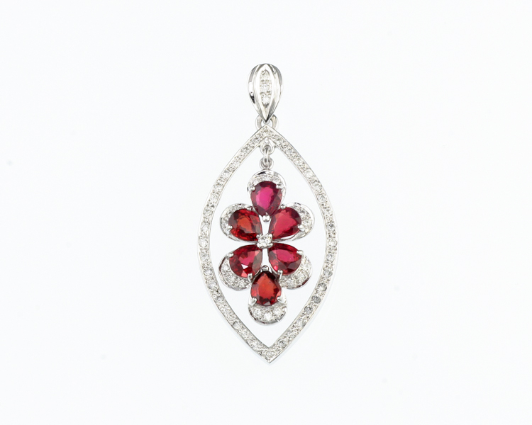 Ruby and diamond pendant - Click Image to Close