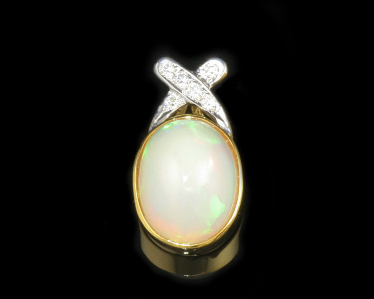 Opal and diamond pendant - Click Image to Close