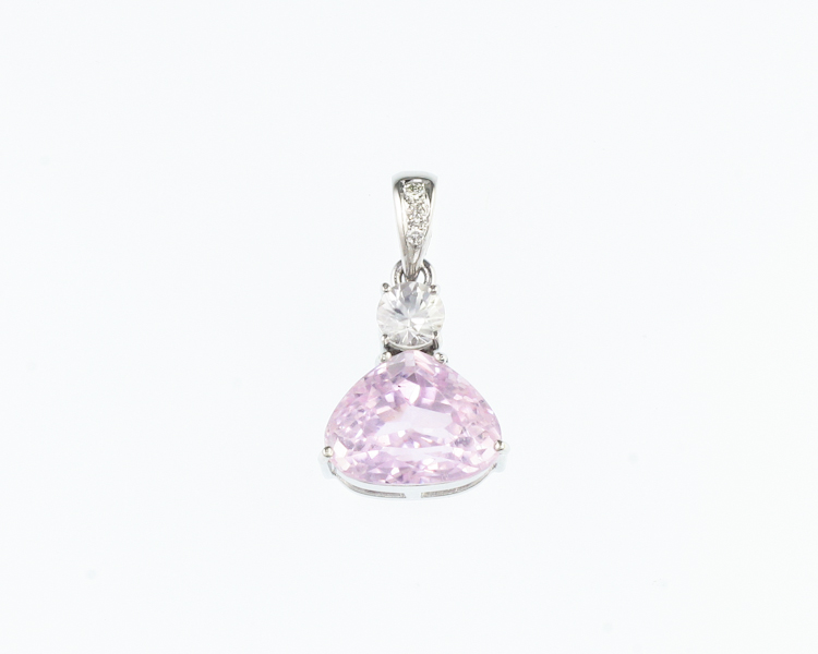 Kunzite, zircon and diamond pendant - Click Image to Close