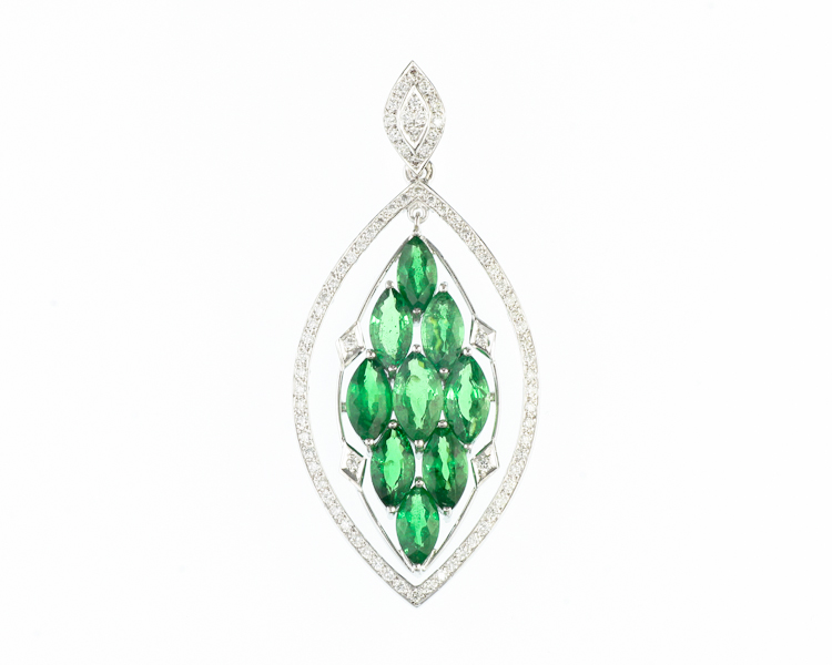 Tsavorite garnet and diamond pendant - Click Image to Close