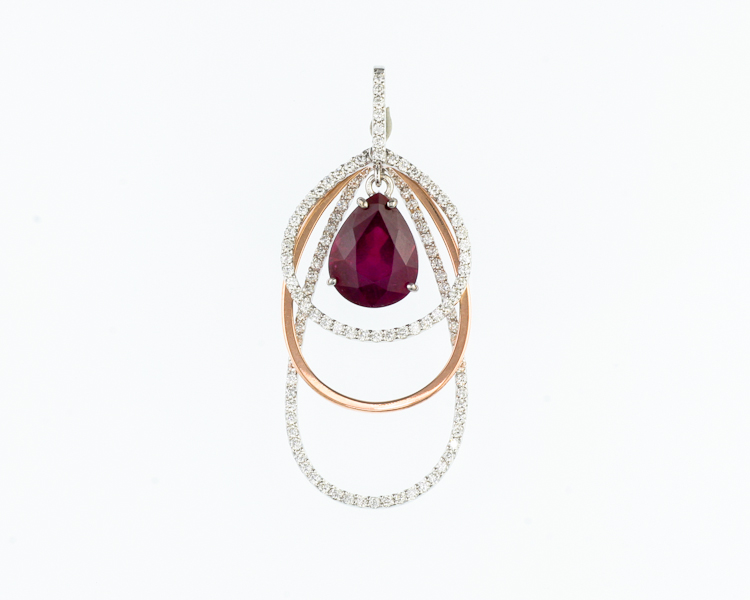 Ruby and diamond pendant - Click Image to Close