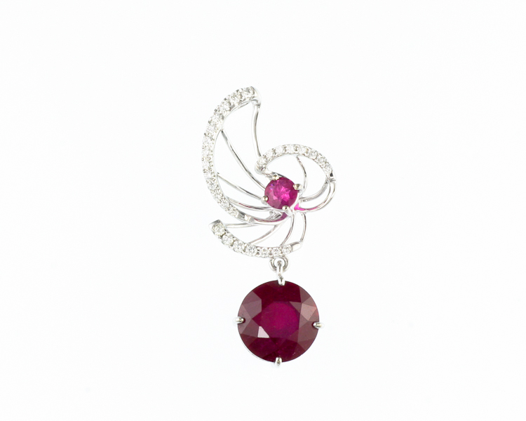 Ruby, sapphire and diamond pendant - Click Image to Close