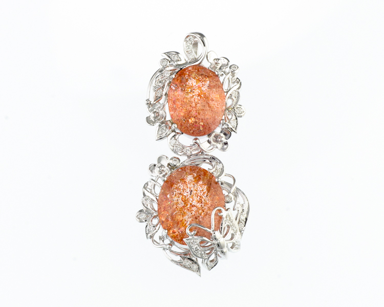 Sun stone and diamond pendant - Click Image to Close