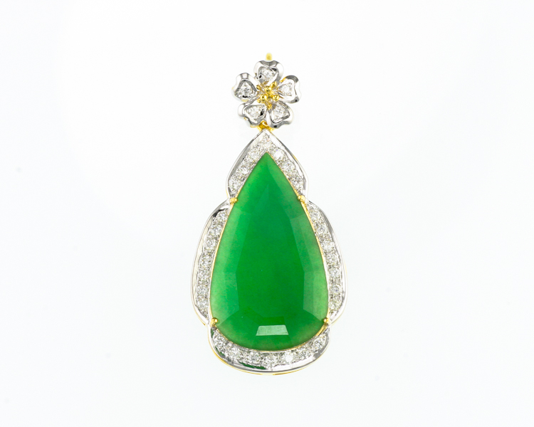 Jadeite (type-A) and diamond pendant - Click Image to Close