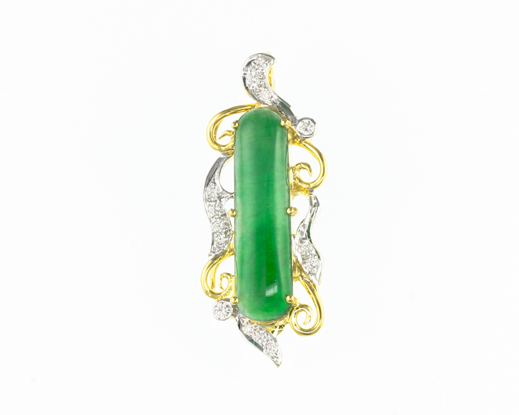 Jadeite (type-A) and diamond pendant - Click Image to Close