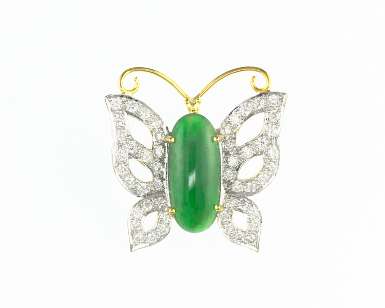 Jadeite (type-A) and diamond pendant - Click Image to Close