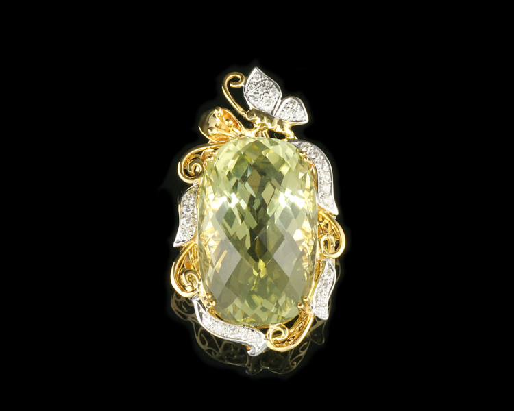 Quartz and diamond pendant - Click Image to Close