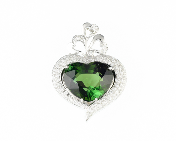 Tourmaline and diamond pendant - Click Image to Close