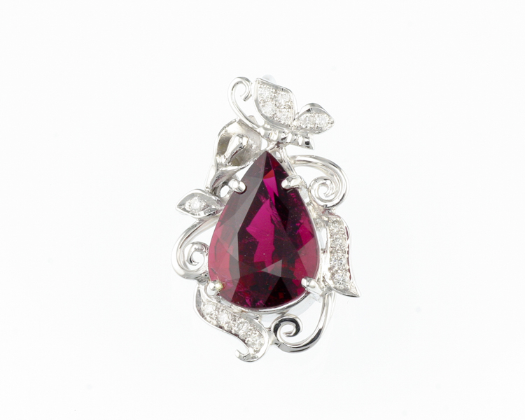 Rubellite and diamond pendant - Click Image to Close