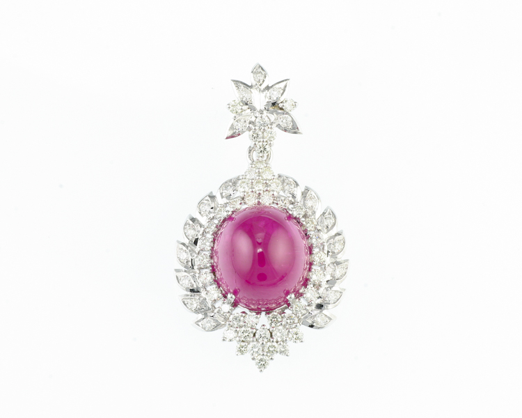 Ruby and diamond pendant - Click Image to Close