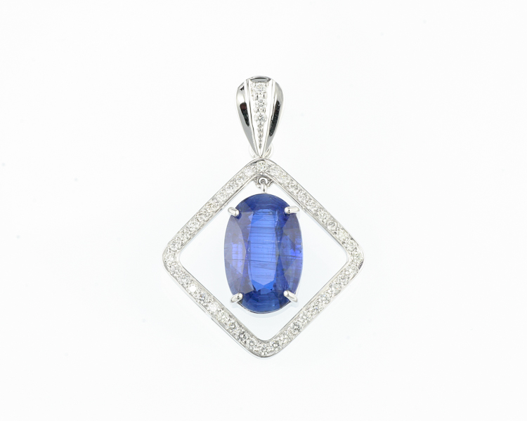 Kyanite and diamond pendant - Click Image to Close