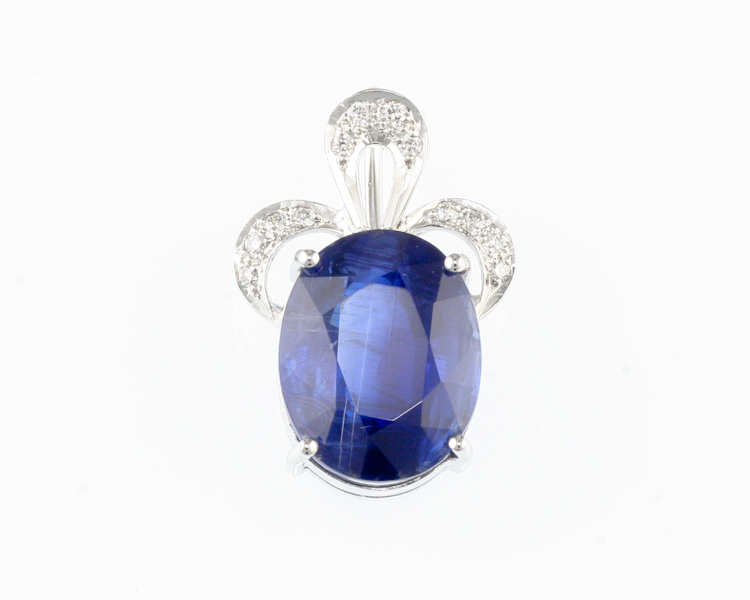 Kyanite and diamond pendant - Click Image to Close