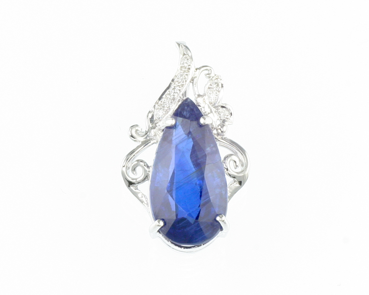 Kyanite and diamond pendant - Click Image to Close