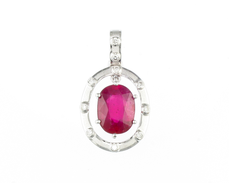 Ruby and diamond pendant - Click Image to Close