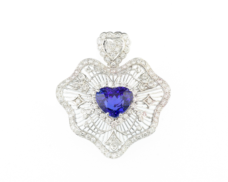 Tanzanite and diamond pendant - Click Image to Close