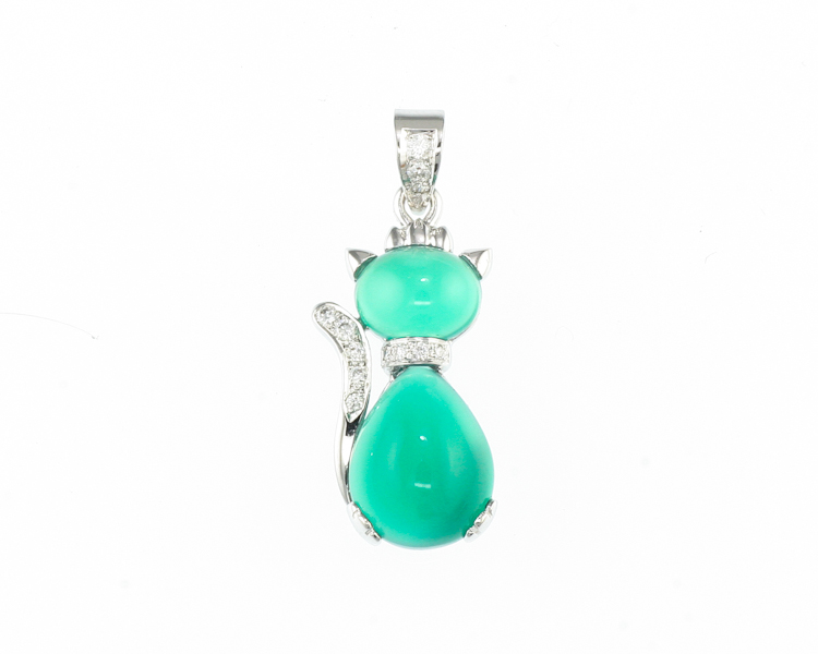 Chrysoprase and diamond pendant - Click Image to Close