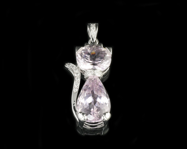 Kunzite and diamond pendant - Click Image to Close