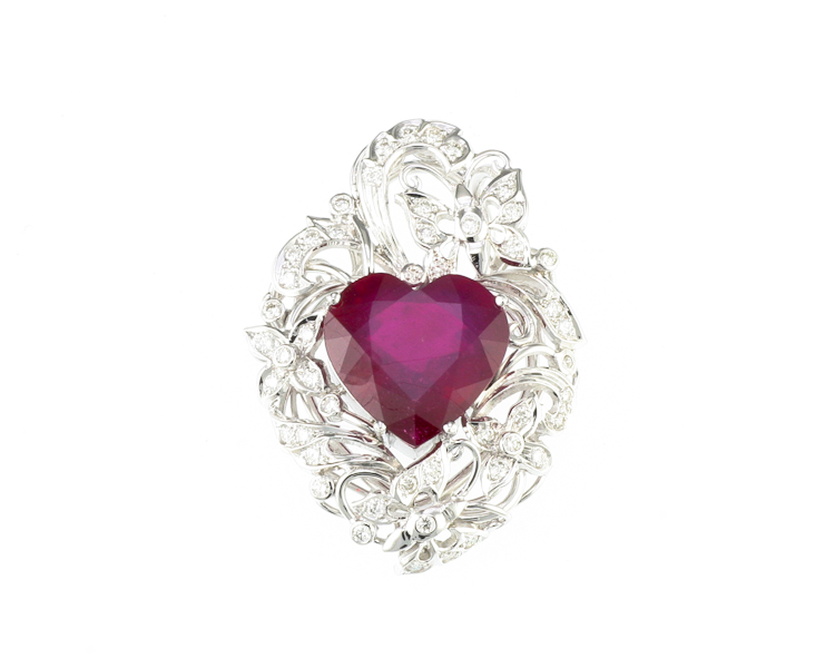 Ruby and diamond pendant - Click Image to Close