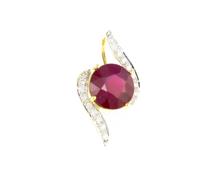 Ruby and diamond pendant - Click Image to Close