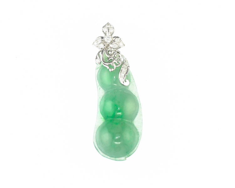 Jadeite (type-A) carving and diamond pendant - Click Image to Close