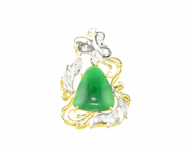 Jadeite (type-A) and diamond pendant - Click Image to Close