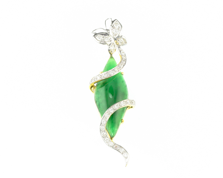 Jadeite (type-A) and diamond pendant - Click Image to Close